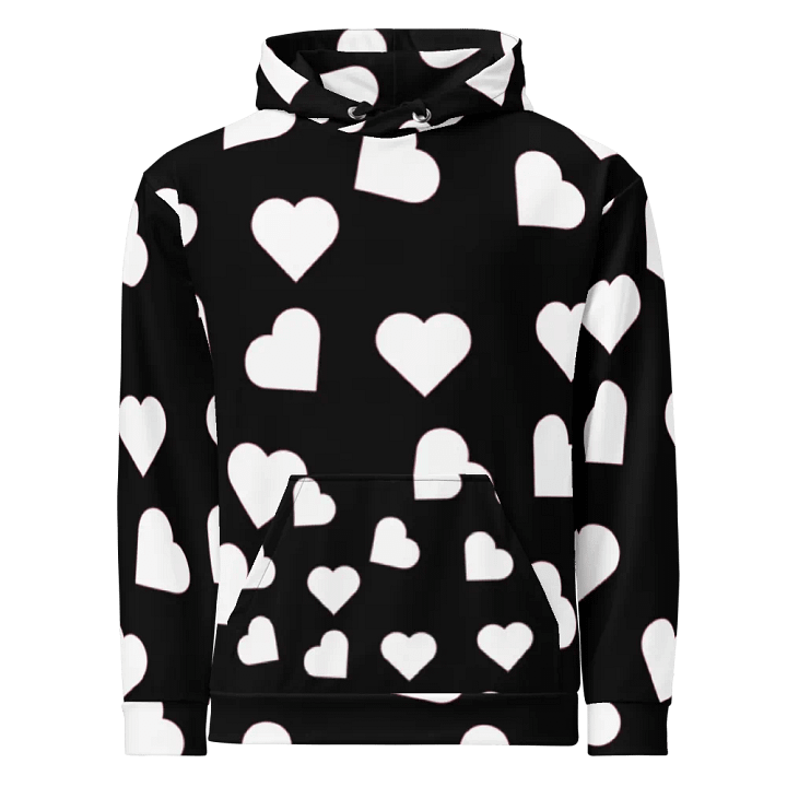 Love Pattern 5 Black and White Unisex Pull Over Hoodie product image (2)