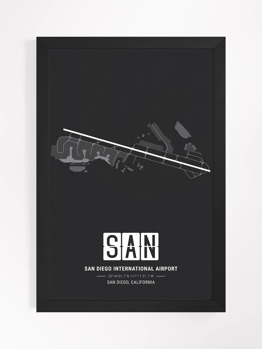 Framed Airport SAN Premium Map On Matt Paper product image (1)