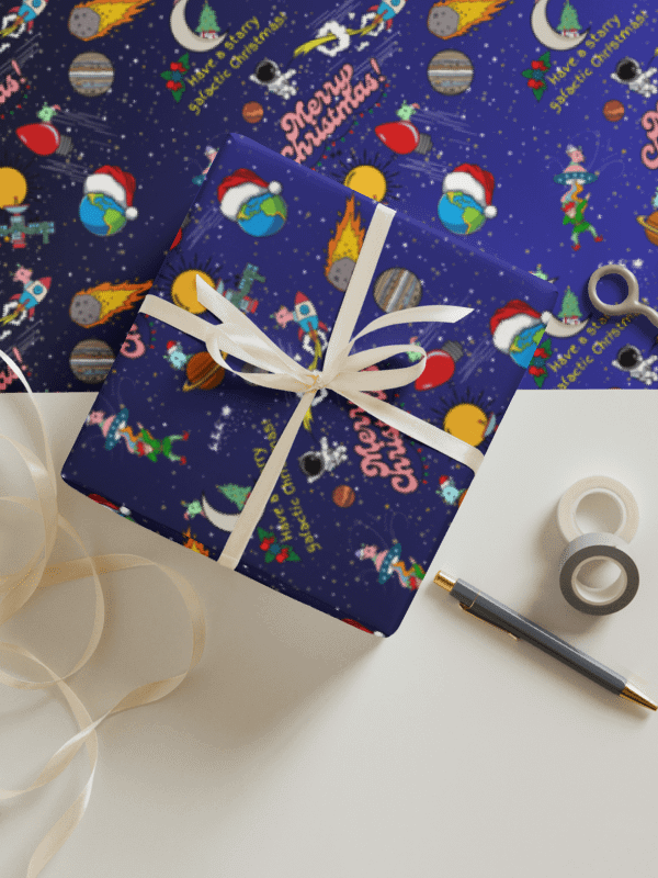 Dippy Deer's Starry Galactic Christmas Gift Wrap product image (2)