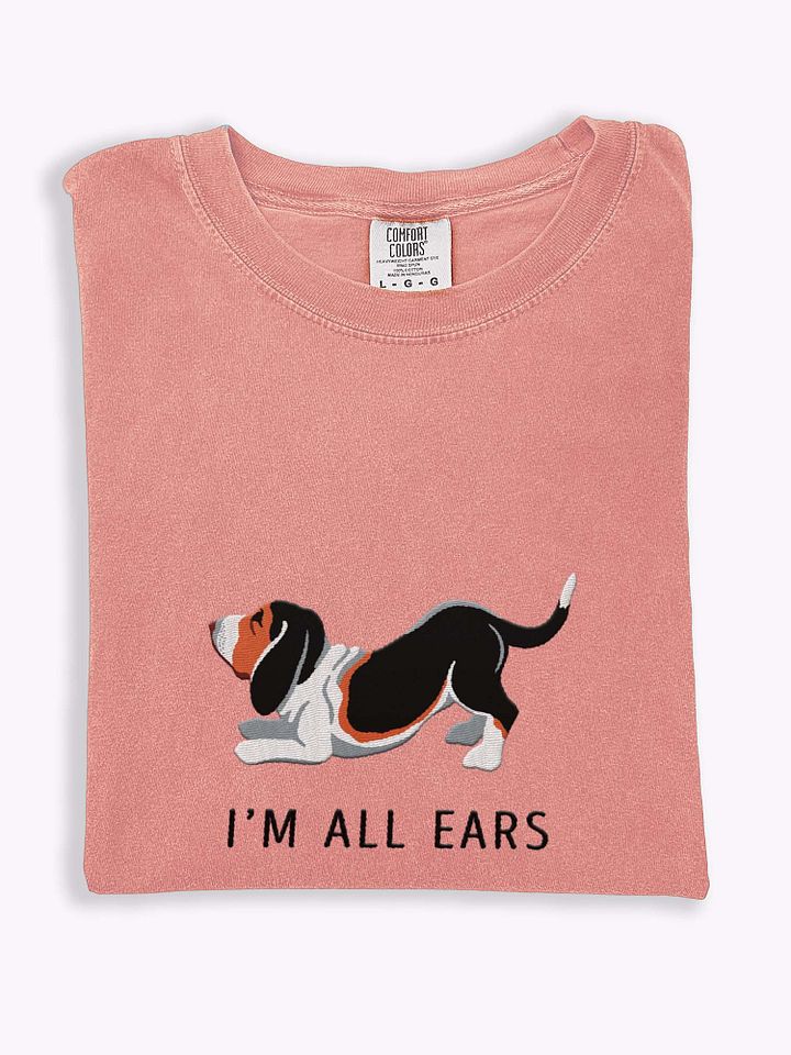 I'm All Ears T-Shirt(Embroidered) of a Basset Hound(Tricolor) product image (1)