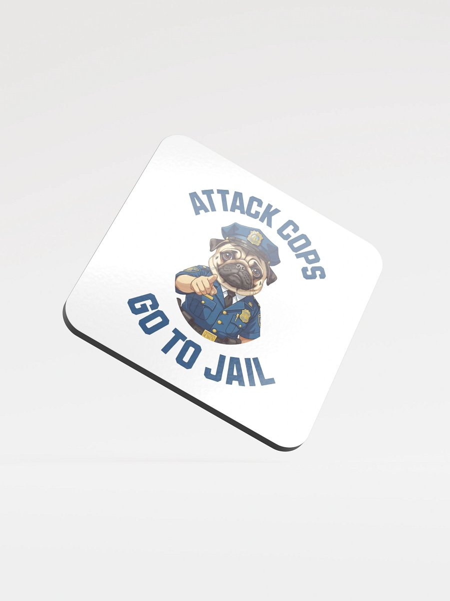 "Attack Cops Go to Jail" coasters - blue ink product image (1)