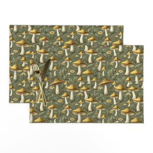 Seamless Pattern - Golden Mushrooms on Light Green product image (10)