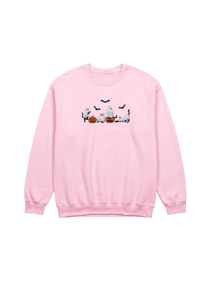 Embroidered Cat Ghost Sweatshirt, Cute Halloween Apparel, Cat Crewneck product image (4)