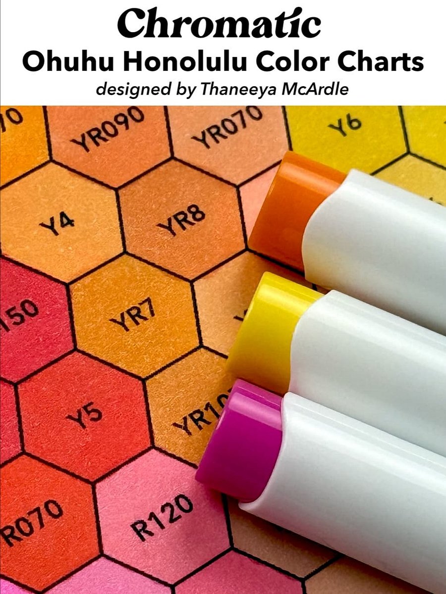 Ohuhu Color Chart - 341 Honolulu Colors in Chromatic Order (Hex + Grid) product image (5)