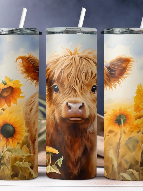 Highland Calf and Sunflowers Tumbler product image (1)