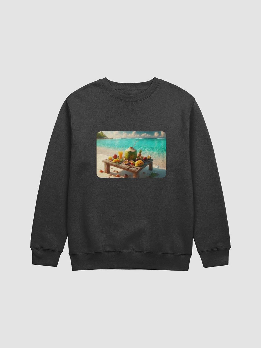 Tropical Paradise Crewneck Sweatshirt | AI Design young green coconut on the beach product image (1)