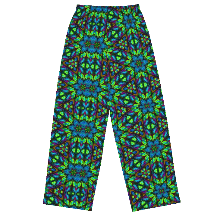 Green Blue Triangle Kaleidoscope Wideleg Pants product image (1)