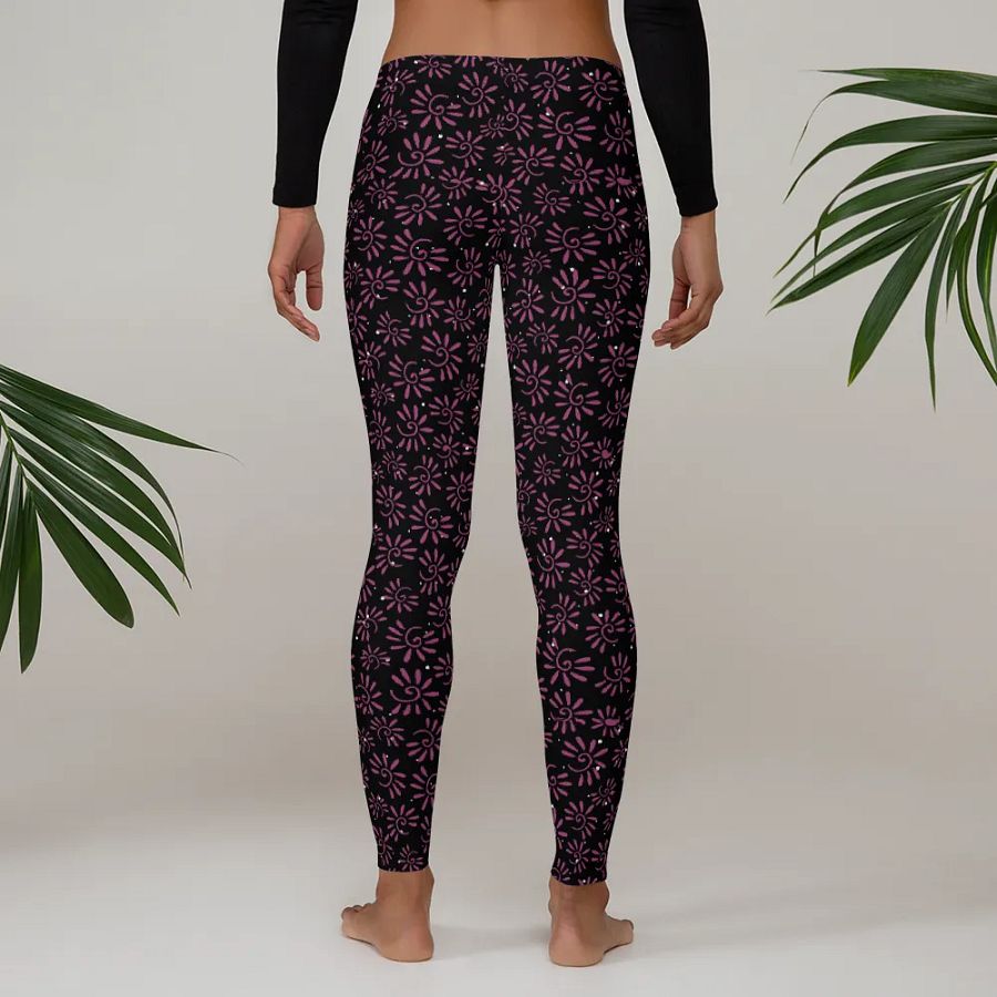 Leggings in classy dark magenta on black design with slight sparkle. Ideal for that special event product image (3)