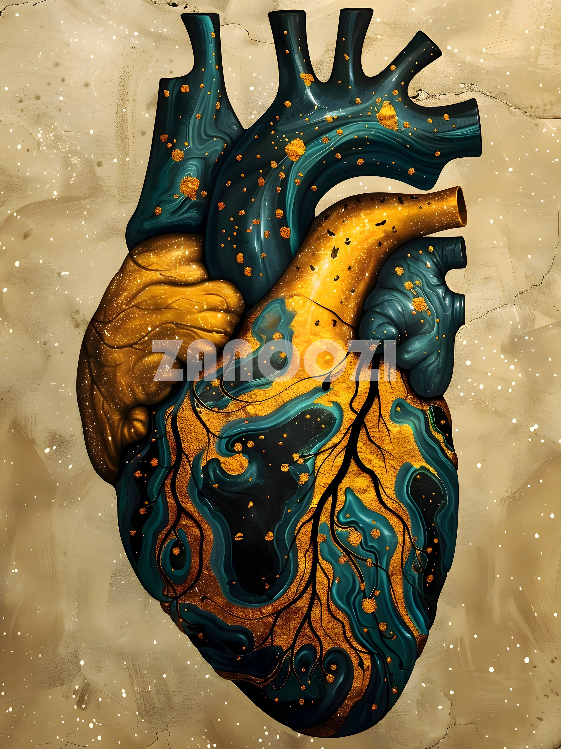Golden Pulse: Stunning Anatomical Heart product image (1)