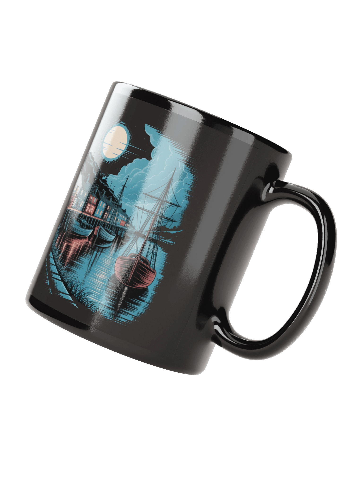 Moonlit Cornish Harbour Mug product image (3)