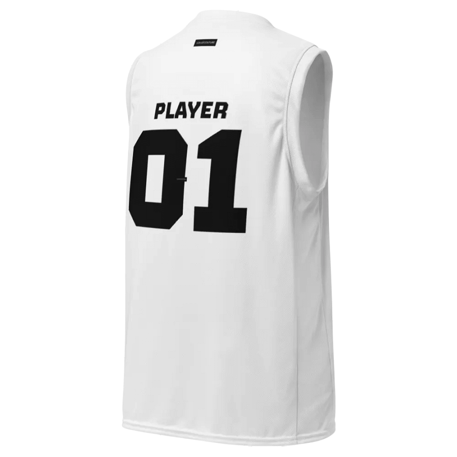 'Player 01' Unisex White Basketball Jersey product image (8)