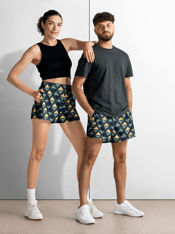 Triangulated Night Geometric All Over Print Athletic Short Shorts product image (1)