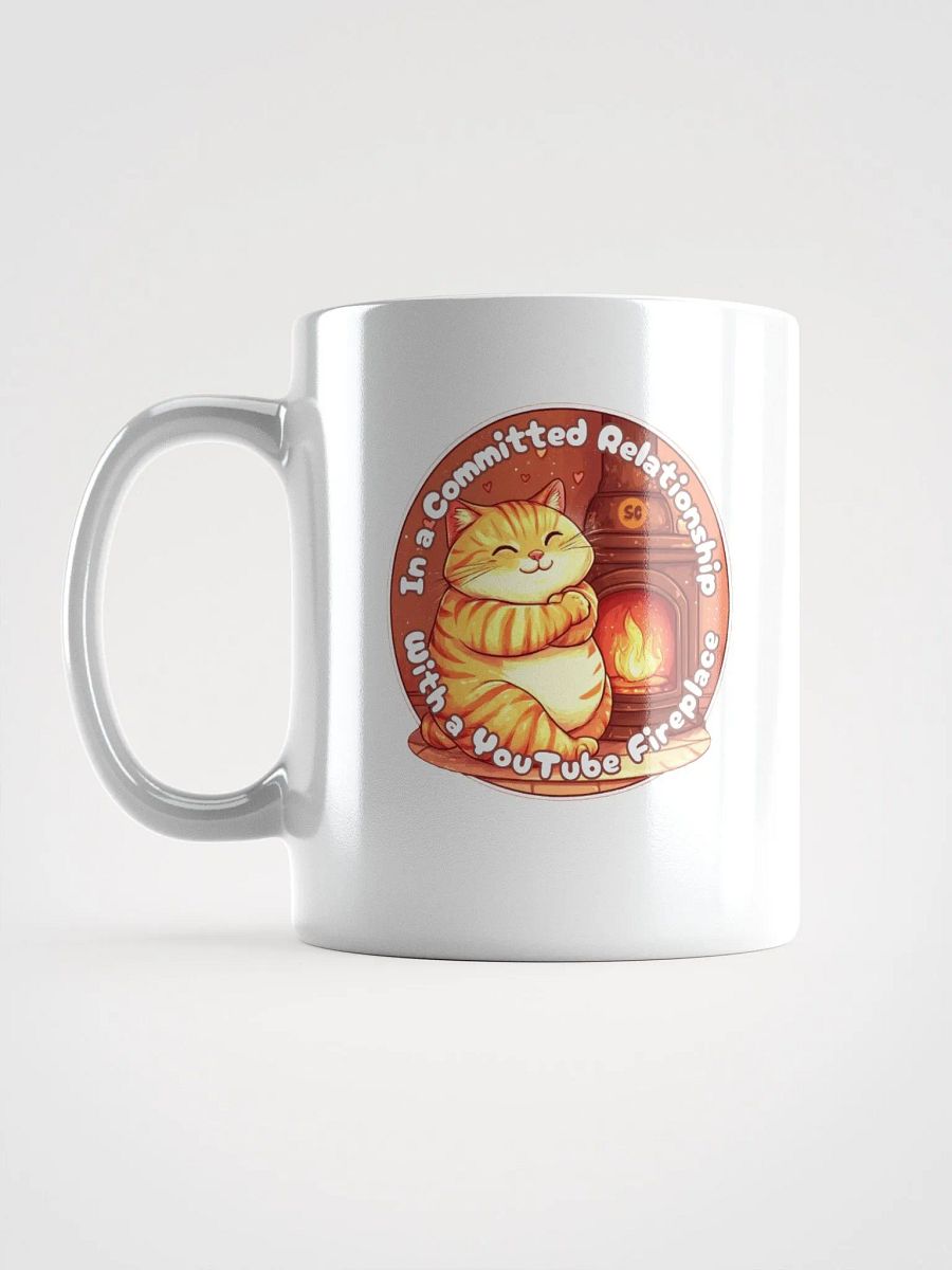 Cozy Cat - In a Committed Relationship with a YouTube Fireplace | White Glossy Mug product image (18)