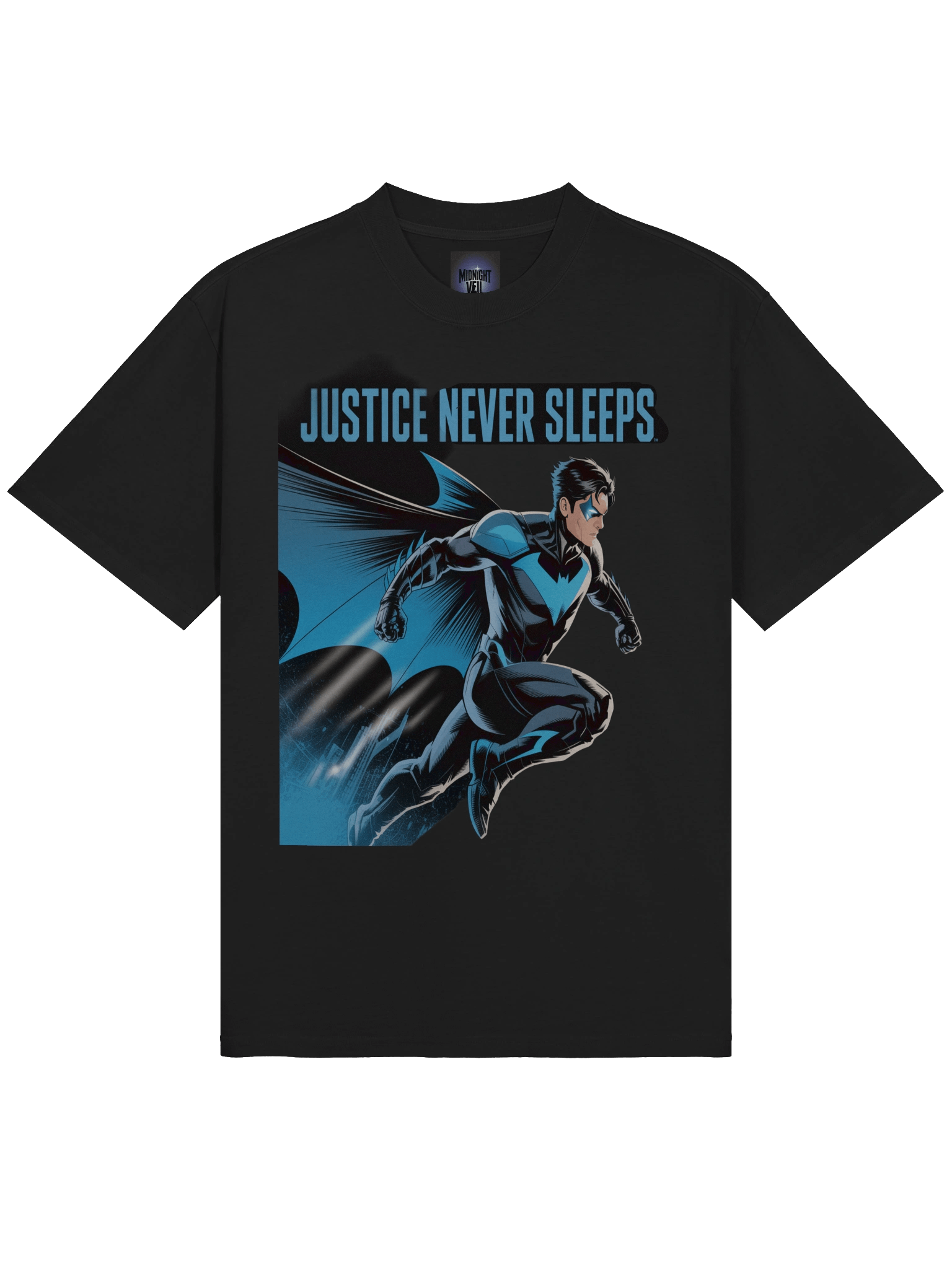 Nightwing Justice Never Sleeps Oversized Faded T-Shirt product image (5)