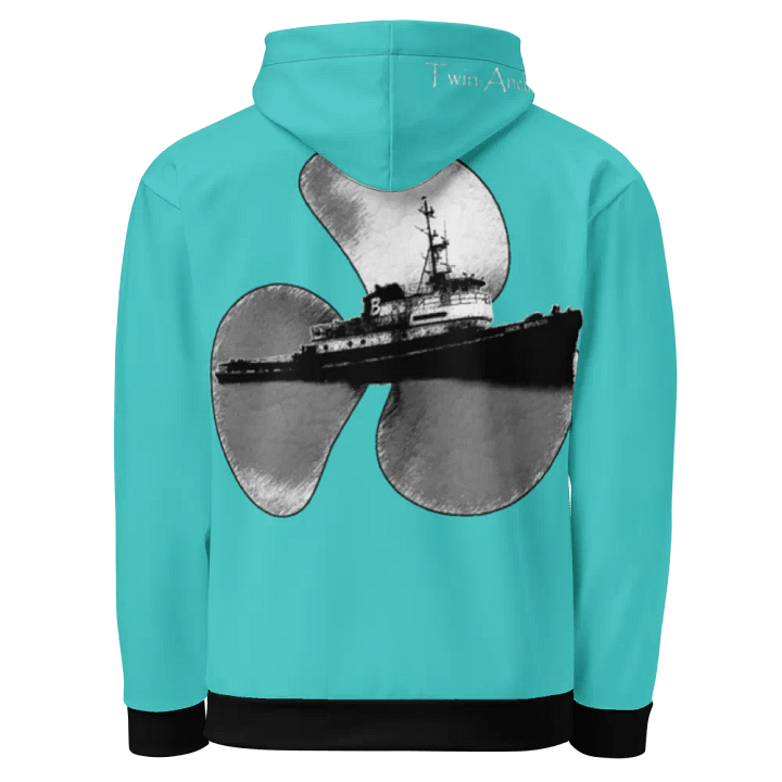 turquoise Three blade prop & Jack tug Hoodie product image (1)