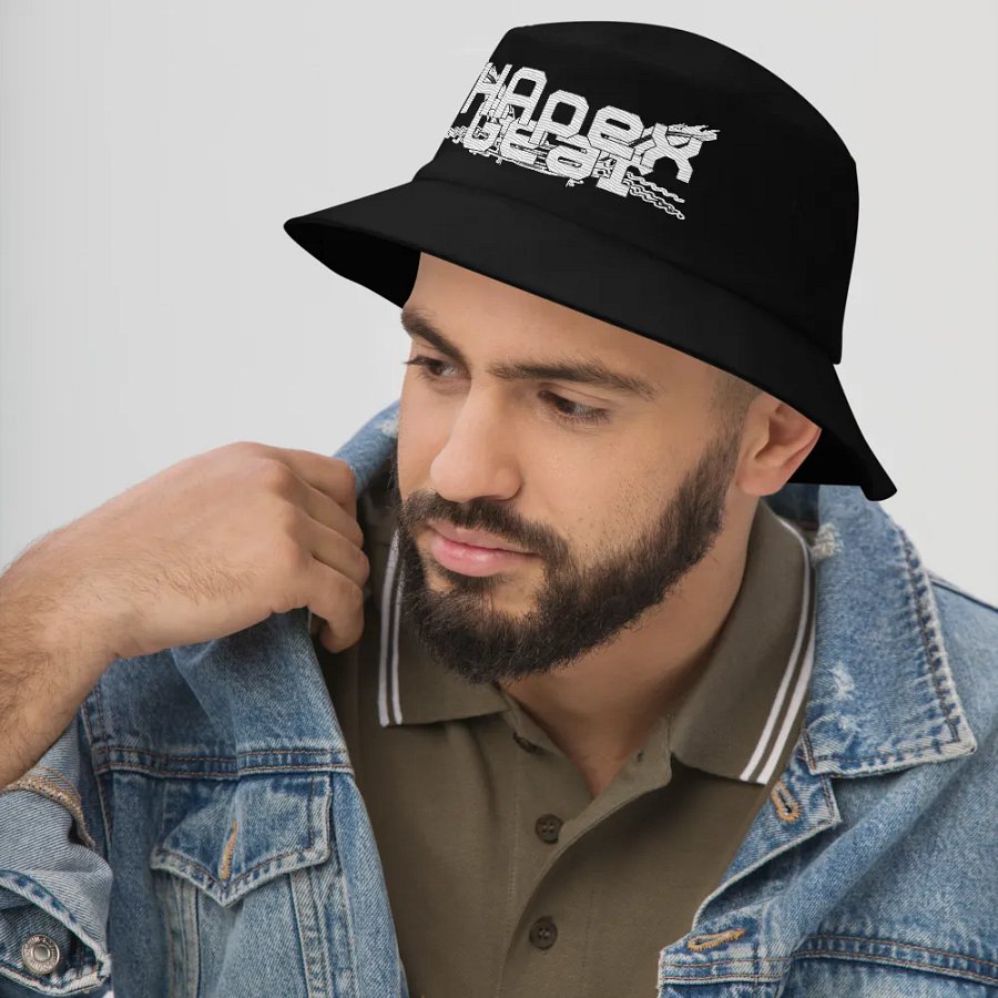 Bucket Hat - Embroidered - White HApex Gear Black Logo product image (12)