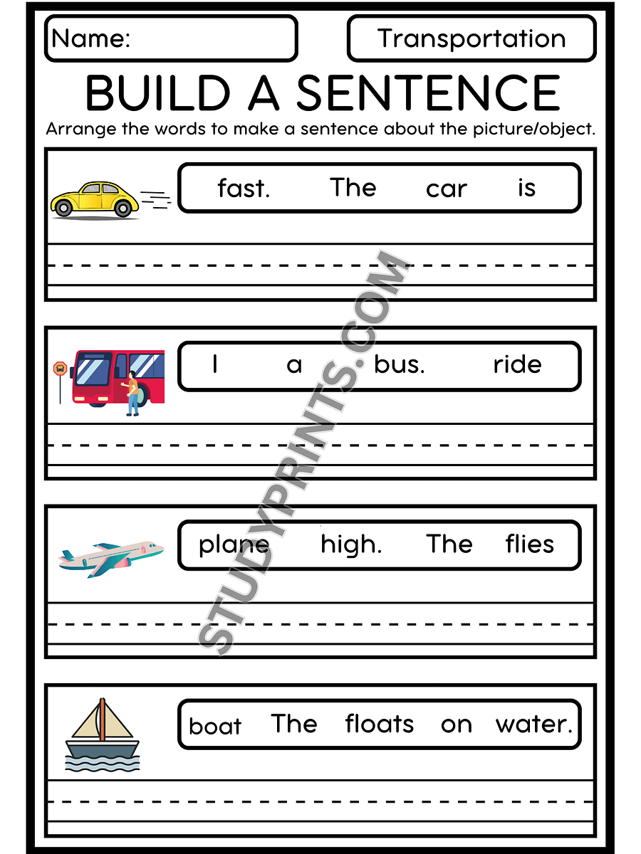 Sentence Building Worksheets For Kindergarten 1st 2nd Grade PDF product image (3)