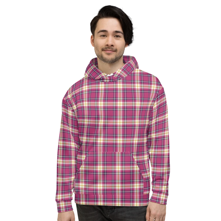 Hot Pink and Navy Blue Plaid Hoodie product image (2)