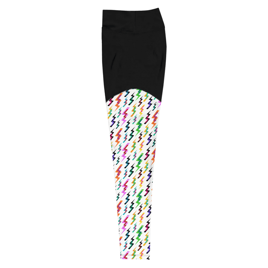 Lightening Bolts 1980s Pattern, Rainbow Color Leggings product image (3)