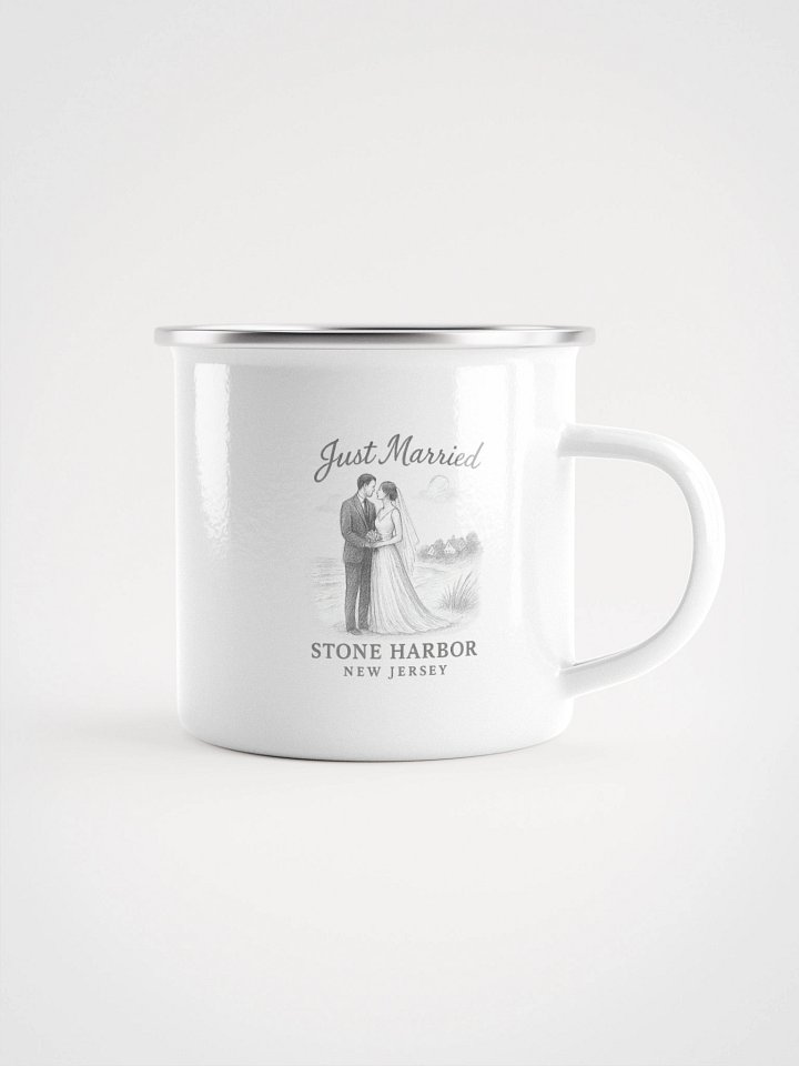 Stone Harbor NJ "Just Married" Enamel Wedding Mug product image (1)
