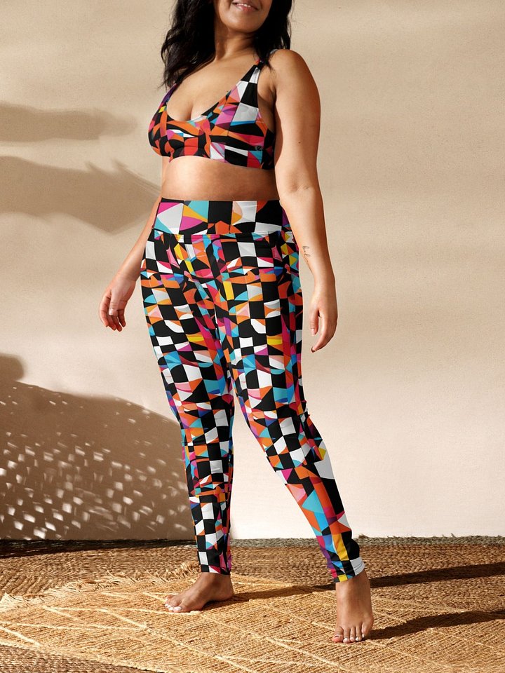 Printed High-waisted Leggings "Colorful Modern Abstract Checkered Art" product image (1)