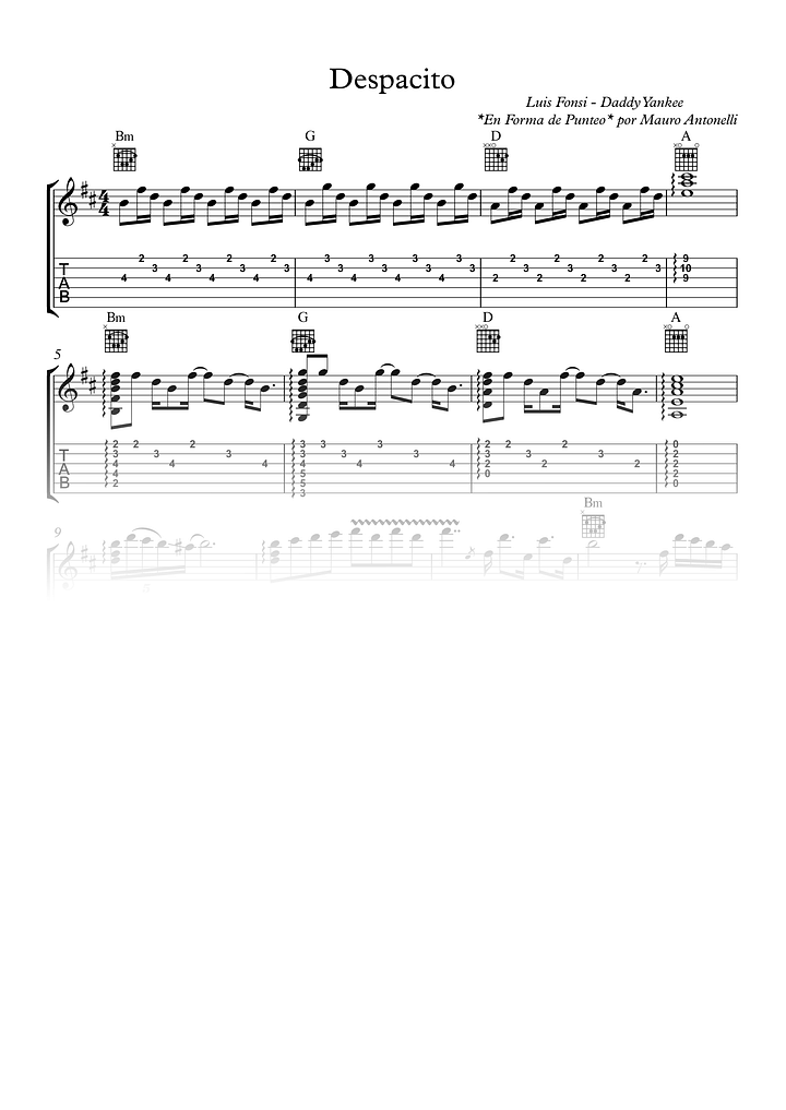 Despacito - Partitura + Tab + Acordes product image (1)