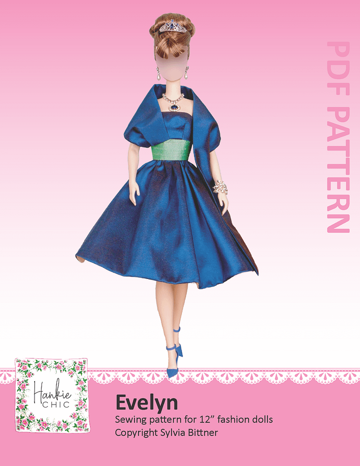 Evelyn sewing pattern for 12" fashion dolls product image (1)