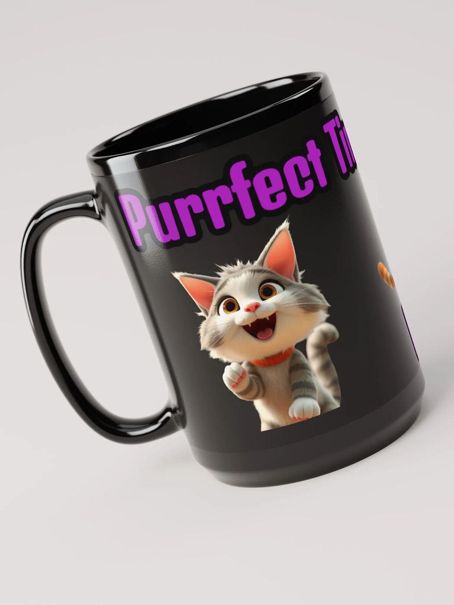 Purrfect Time For A Drink - Black Glossy Mug product image (3)