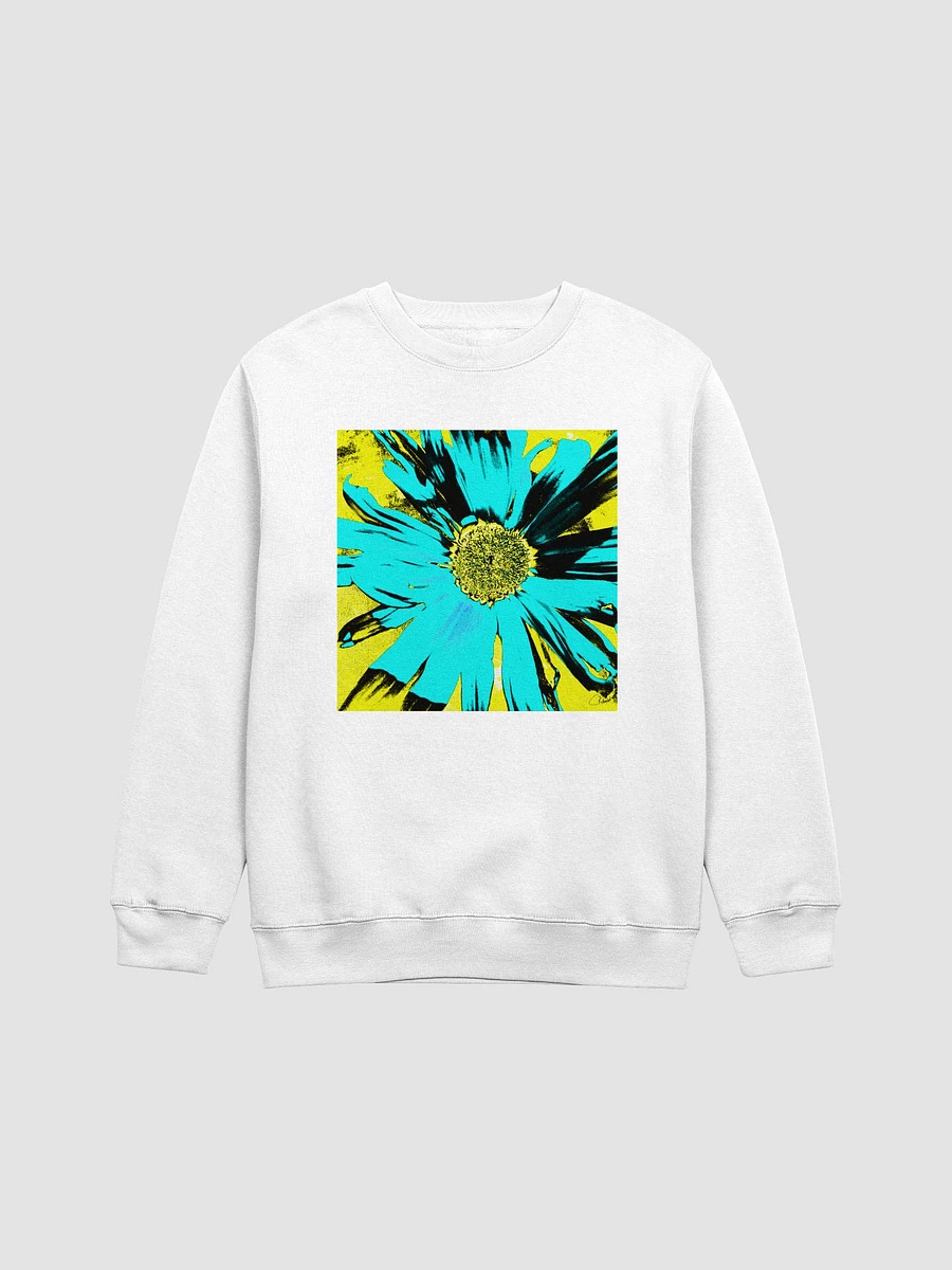Abstract Yellow, Turquoise and Black Daisy Flower Ladies Crew Neck Sweatshirt product image (2)