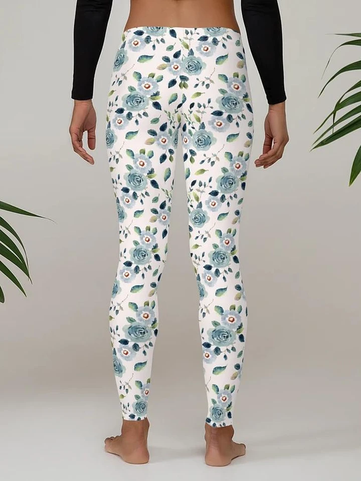 Blue Floral Pattern Womens Leggings product image (1)
