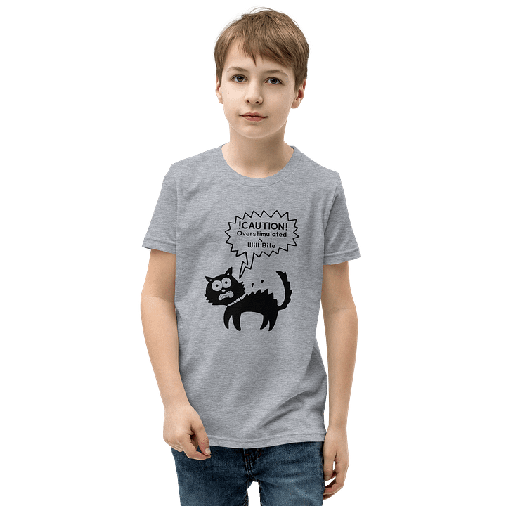 CAUTION OVERSTIMULATED CAT YOUTH TEE product image (6)