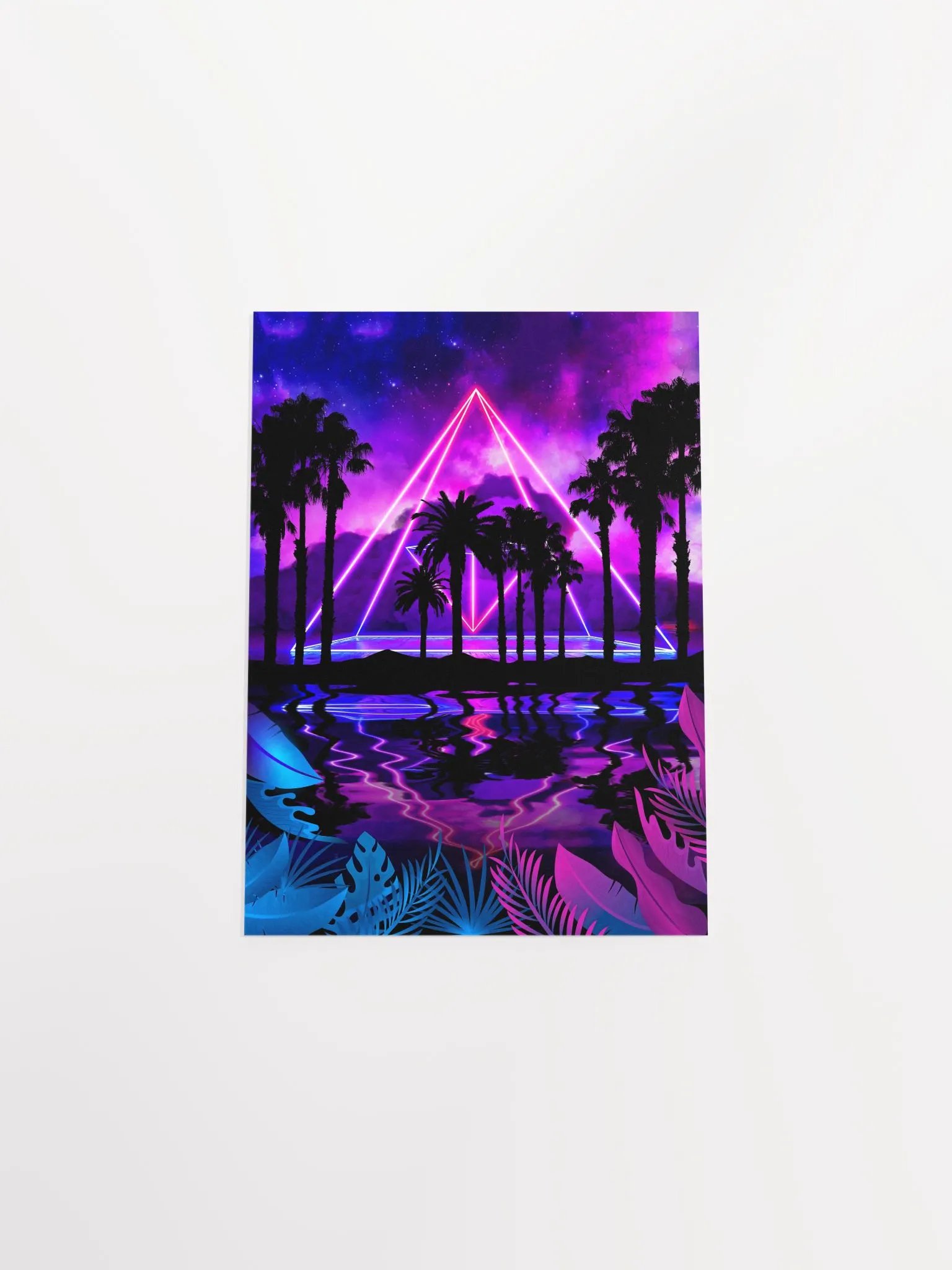 Neon palms landscape: Pyramid [synthwave/vaporwave/cyberpunk] — Aesthetic poster, retrowave poster, vaporwave poster, neon art, space poster product image (10)