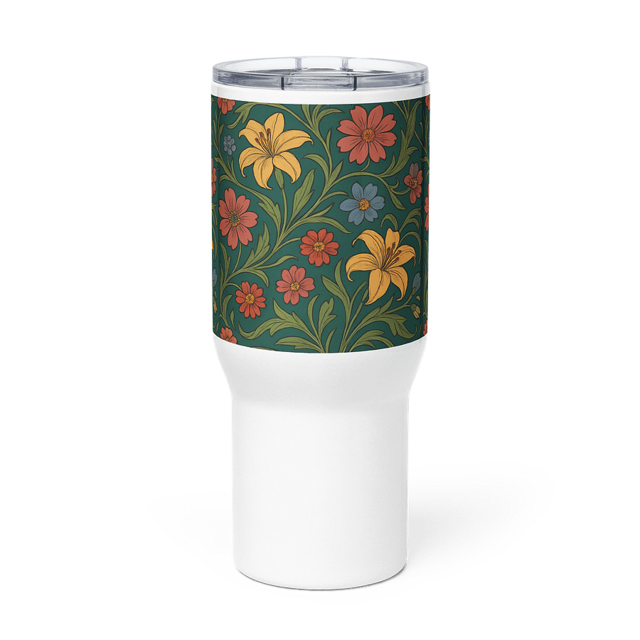 Vintage Lily and Daisy Floral Travel Mug with Handle – 25oz & 40oz Insulated Coffee Tumbler for Hot and Cold Drinks product image (3)