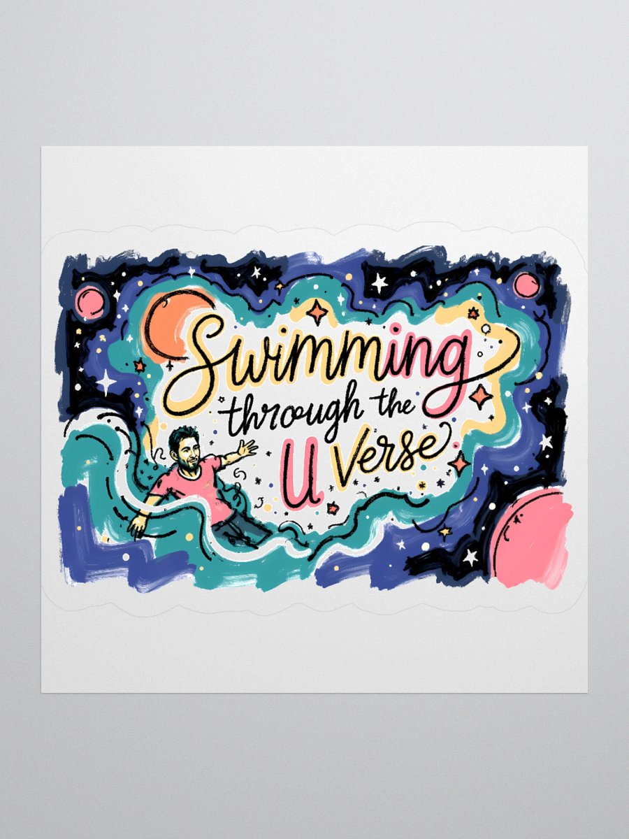 Cosmic Adventure: Swimming Through the U Verse Sticker product image (1)