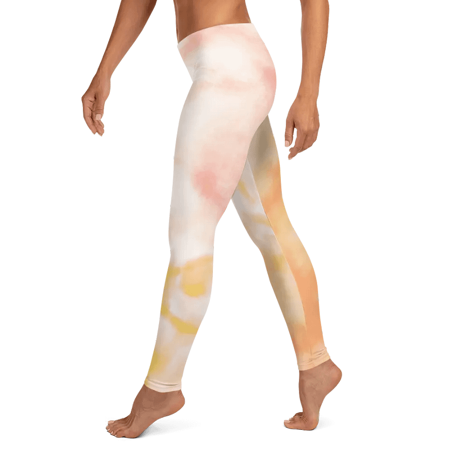 Blushing Pink/Yellow Tie Dye All-Over Print Leggings product image (3)