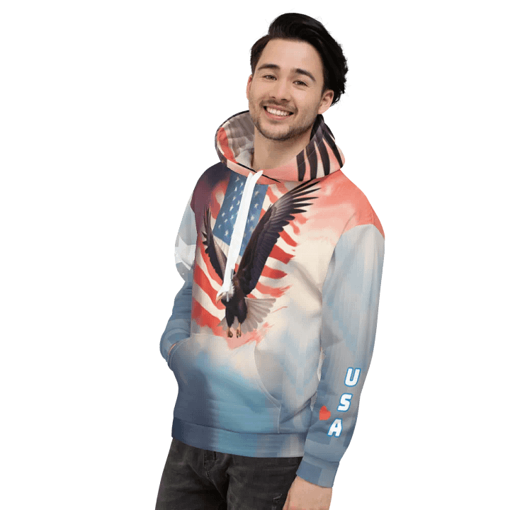 Flying Bald Eagel/All-Over Print Recycled Unisex Hoodie by Sublicolor product image (1)