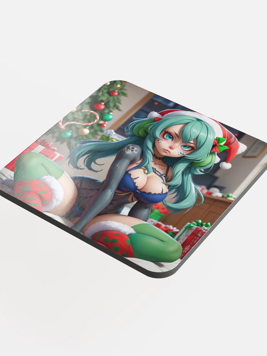 Festive Santa Hat Green Hair Coaster product image (4)