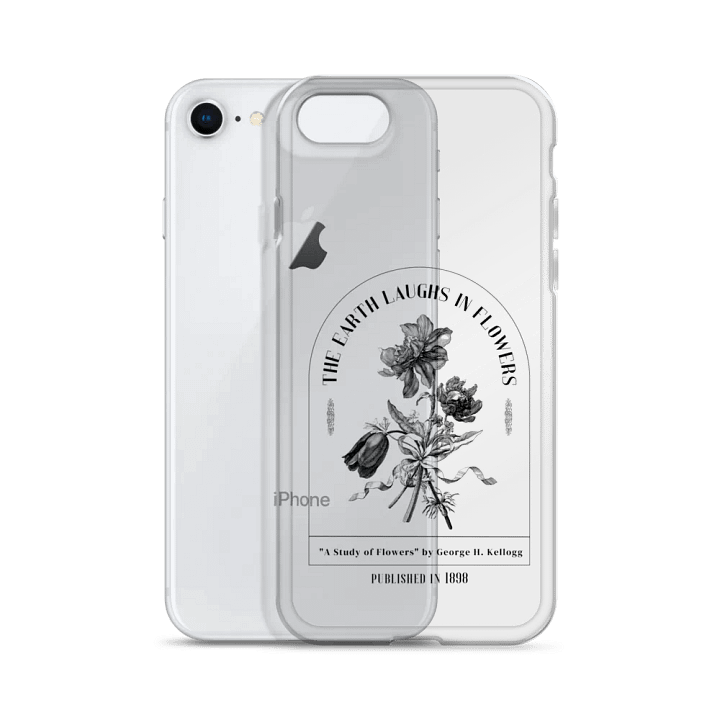 Clear iPhone Case – 'The Earth Laughs in Flowers' Book Quote Design for Reading Lovers product image (2)