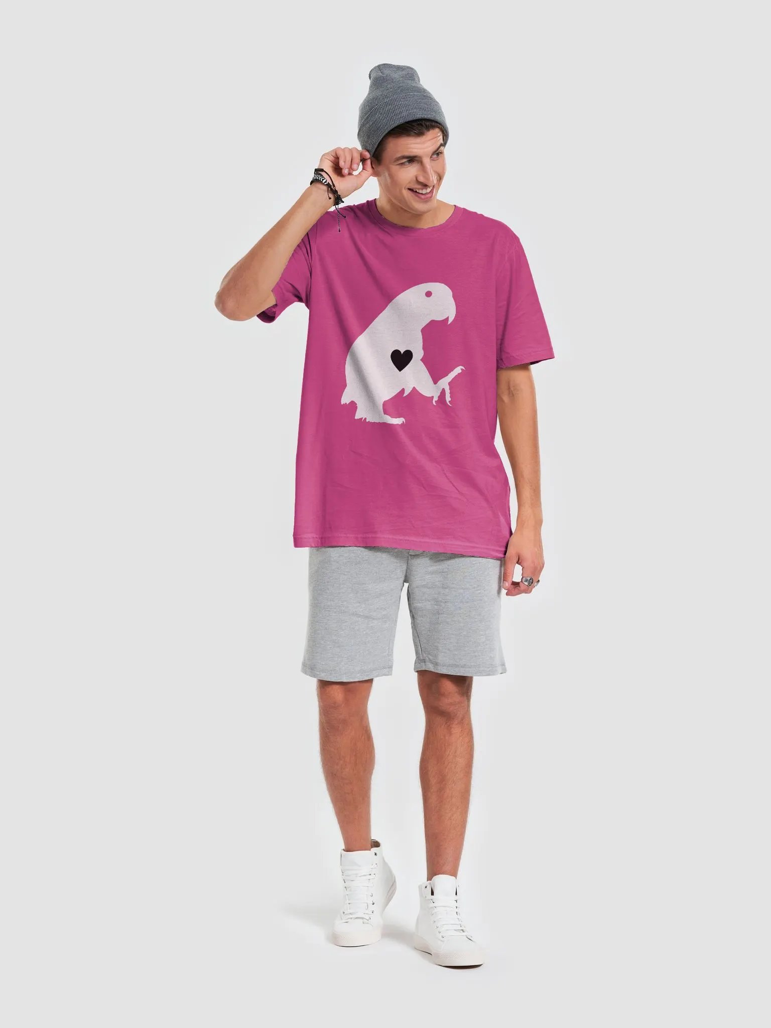 African grey parrot silhouette with heart T-Shirt product image (5)