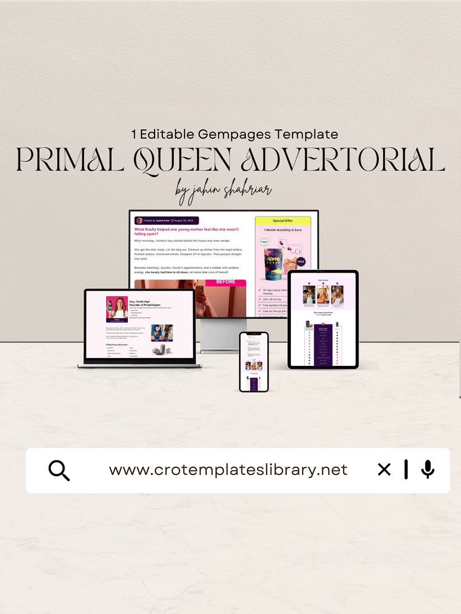 Primal Queen Shopify Advertorial Template product image (1)