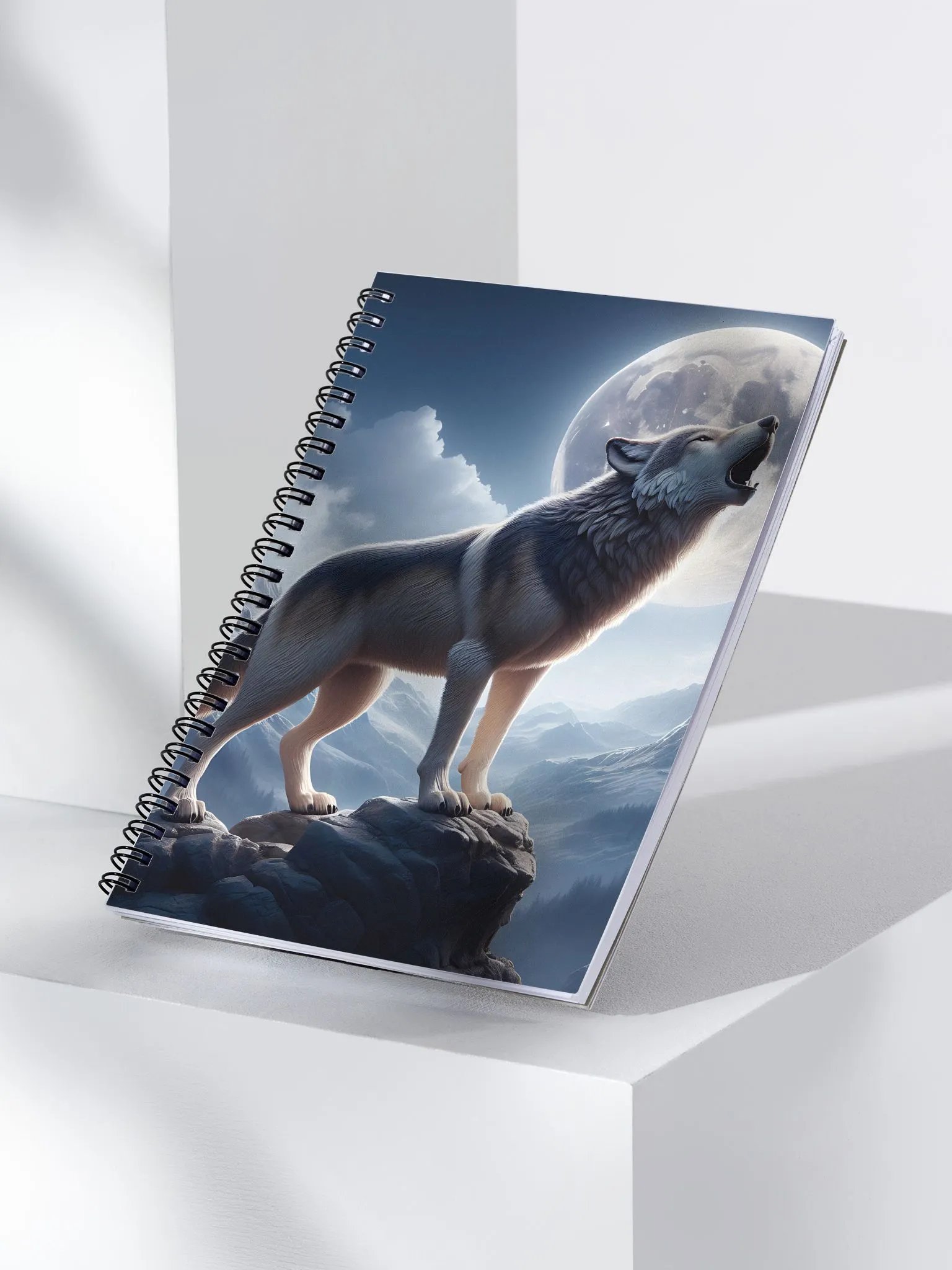 Wolf Howling At The Moon Spiral Bound Notebook Journal product image (3)