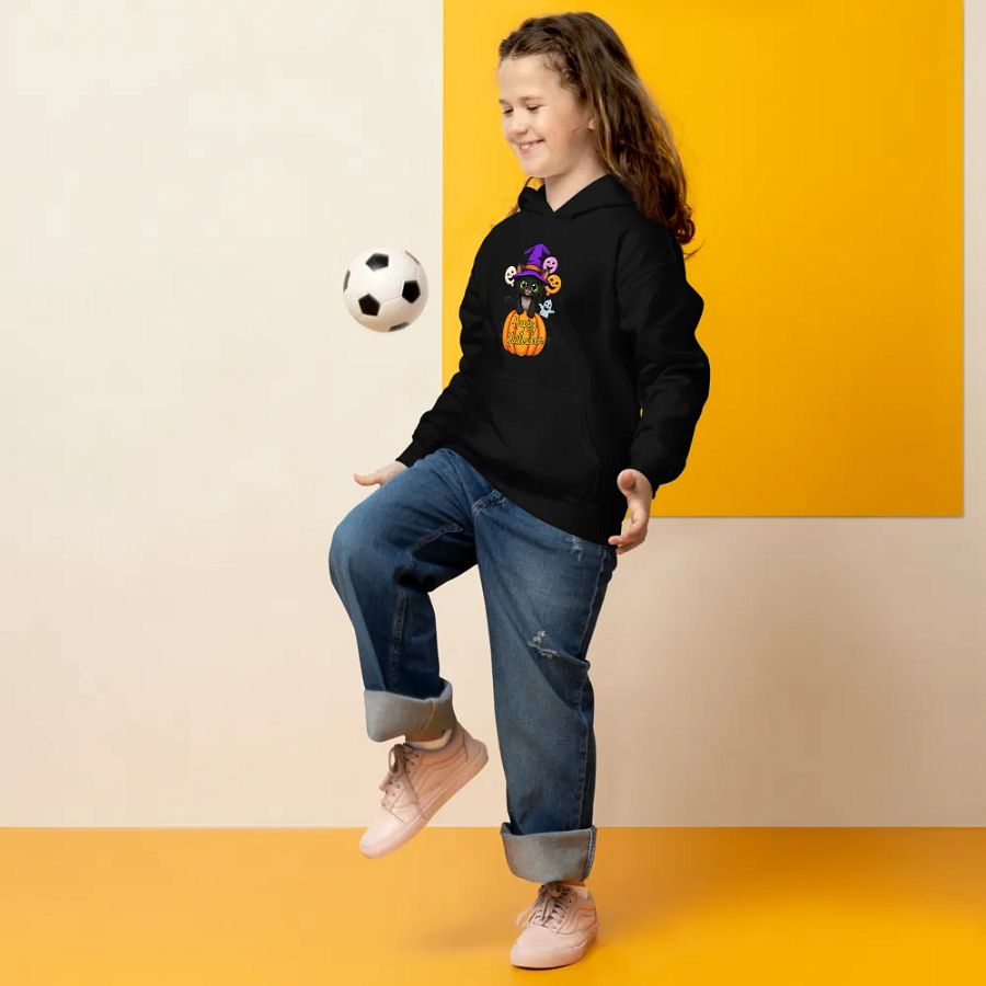 Witchy Sitting Pumpkin Cat Youth Hoodie product image (13)