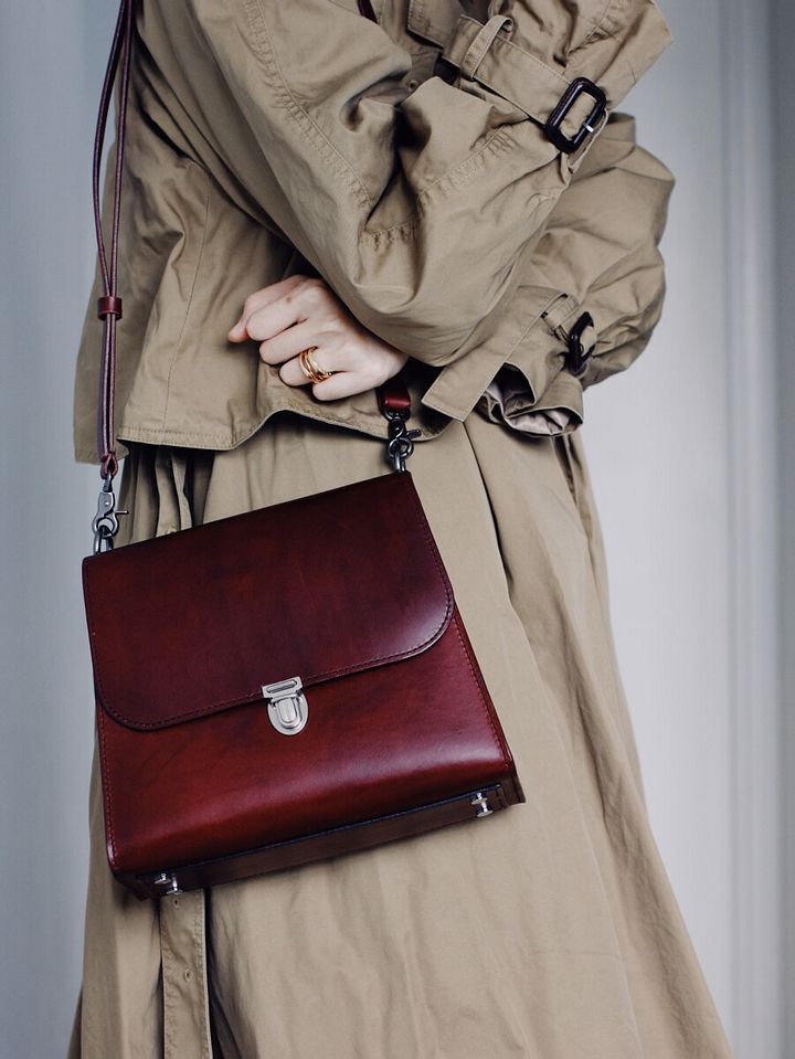 Maroon Leather Cross-body Bag - Medium product image (1)