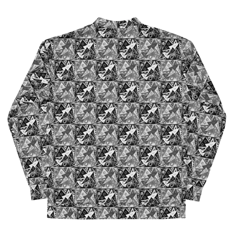 Abstract Triangles in Grey, Black and White Unisex Bomber Jacket product image (7)