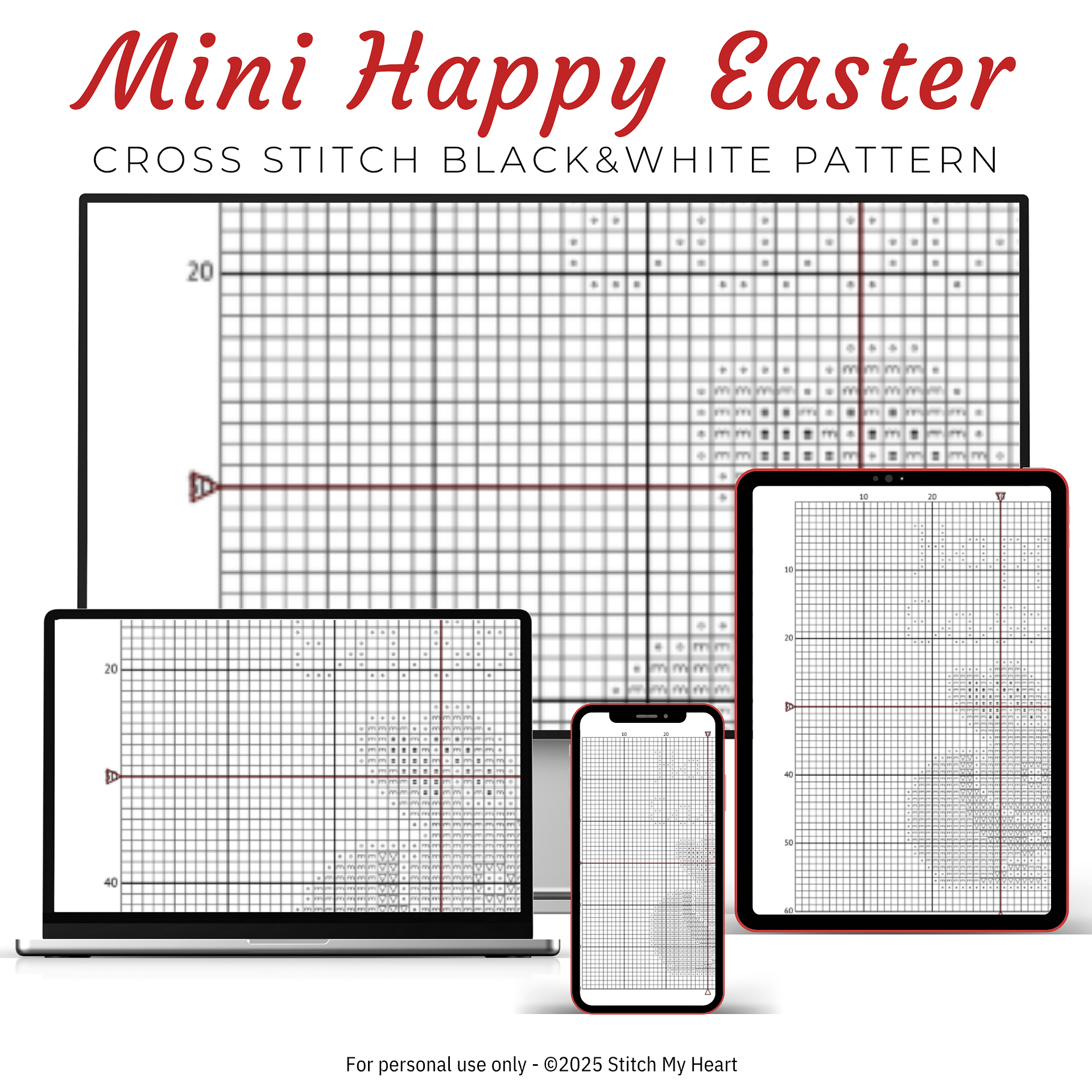 Mini Happy Easter Bunny Cross Stitch Pattern product image (4)