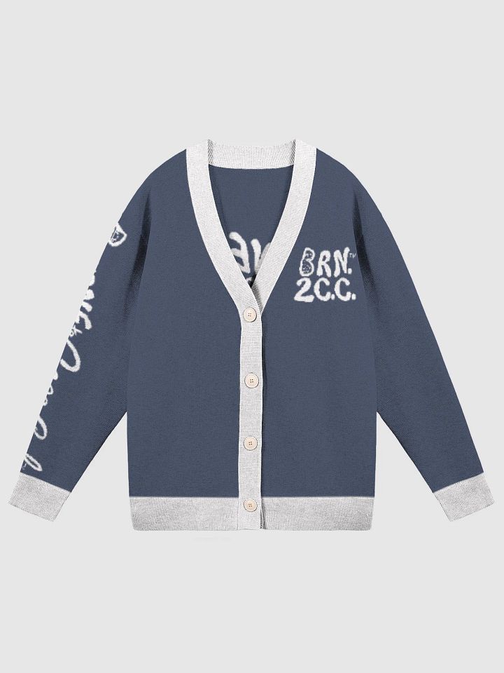 The Cape Cozy Cardigan | BOURNE to Cape Cod™ Unisex Knit Sweater | Coastal Classic Fit | Colors: Navy & White Trim product image (1)