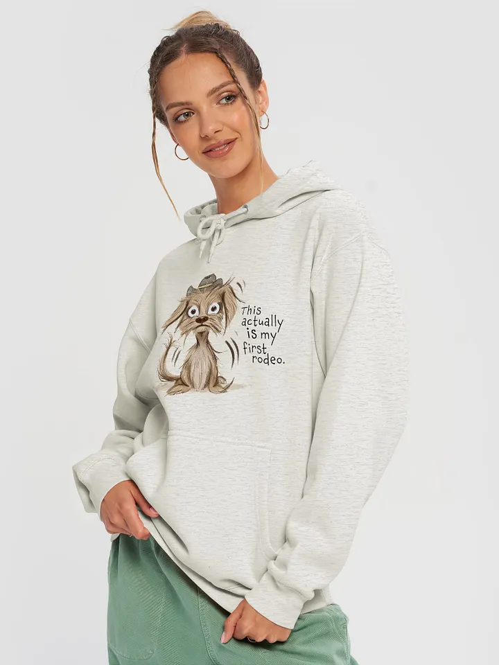 Anxious Pup hoodie oatmeal color product image (2)