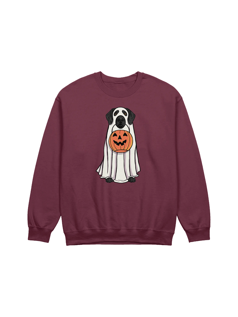 Funny Halloween German Shorthaired Pointer(Black) Sweatshirt | Funny GSP Wearing a Ghost Costume and Holding a Pumpkin Basket product image (8)