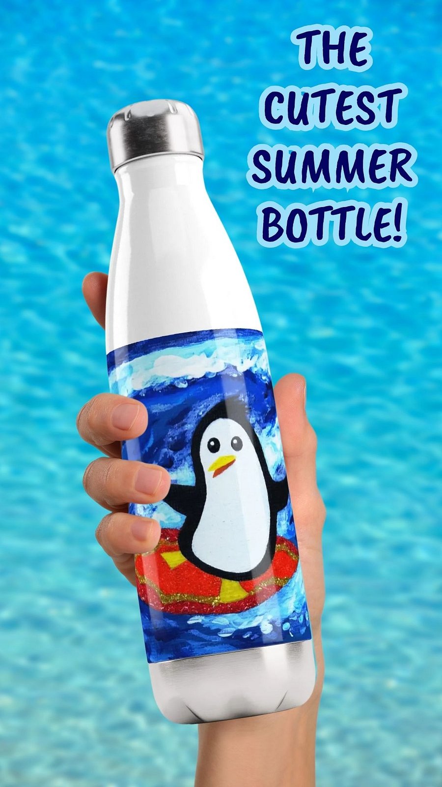 Surfing Penguin Stainless Steel Water Bottle product image (3)