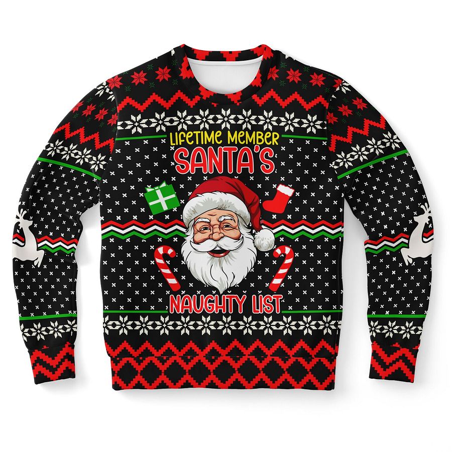 “Santa’s Naughty List Lifetime Member” Funny Christmas Sweatshirt | Naughty List Holiday Jumper | Cheeky Party Outfit | Unisex Xmas Gift product image (9)